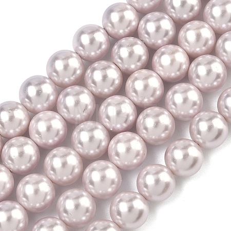 Electroplated Shell Pearl Beads Strands BSHE-G041-8mm-06-1