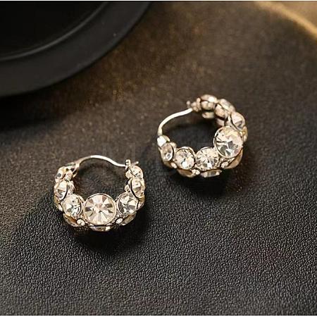 Brass & Crystal Rhinestone Hoop Earrings FS-WG0779A-01-1