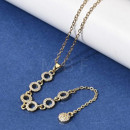 Brass Micro Pave Clear Cubic Zirconia Geometric Pendant Y Tassel Necklaces NJEW-P350-01B-G-1