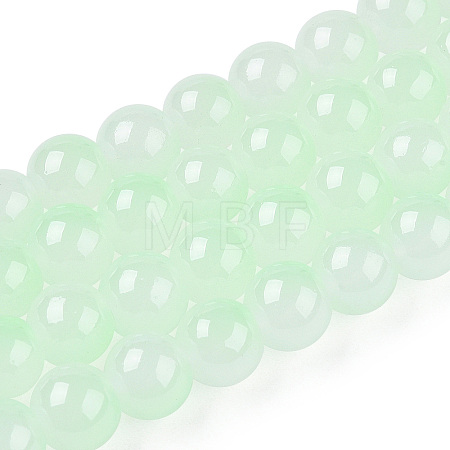 Baking Paint Imitation Jade Glass Round Bead Strands X1-DGLA-N003-8mm-02-1-1