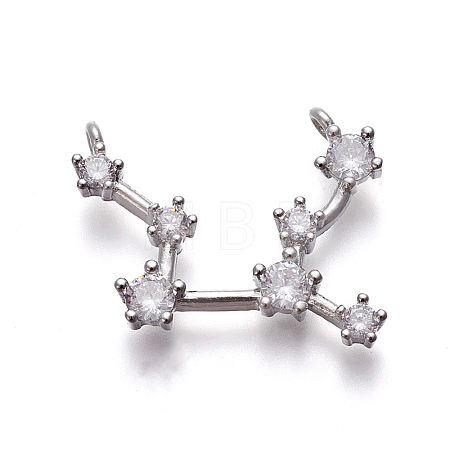 Brass Micro Pave Cubic Zirconia Pendants ZIRC-F099-20P-07-1