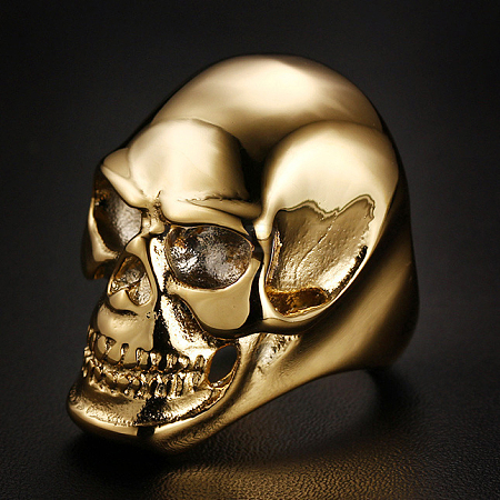 304 Stainless Steel Skull Finger Ring SKUL-PW0002-036D-G-1