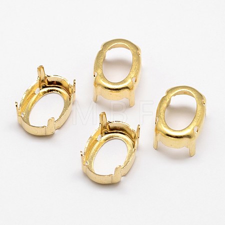 Oval Brass Sew on Prong Settings KK-N0084-A10-13x18G-1