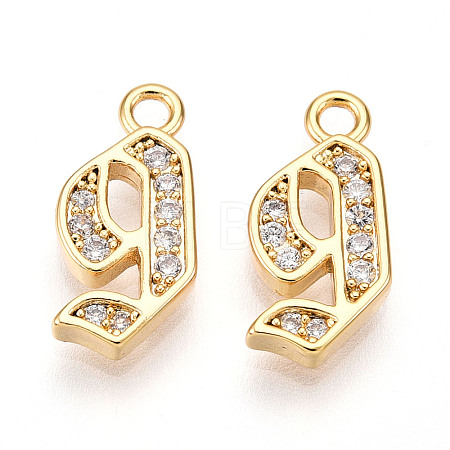 Brass Micro Pave Cubic Zirconia Charms KK-N261-104J-G-1