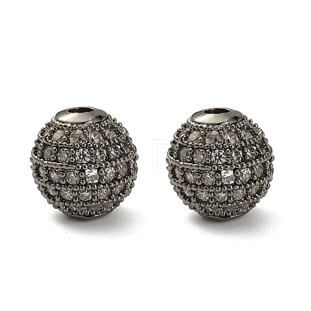CZ Brass Micro Pave Grade AAA Clear Color Cubic Zirconia Round Beads KK-O065-8mm-05B-NR-1