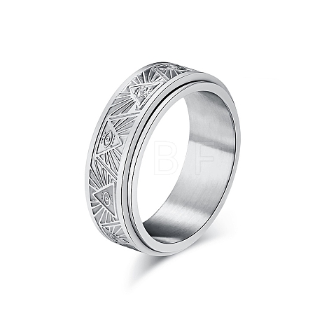 Eye Pattern Stainless Steel Rotating Finger Ring PW-WG69410-04-1