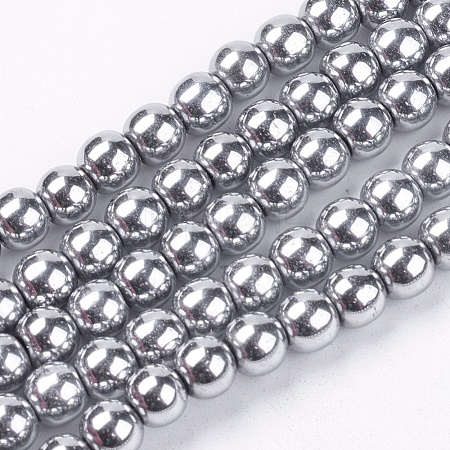 Non-magnetic Synthetic Hematite Beads Strands G-S096-6mm-3-1