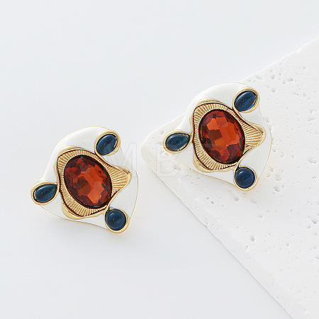 304 Stainless Steel Enamel Stud Earrings for Women FA1255-2-1