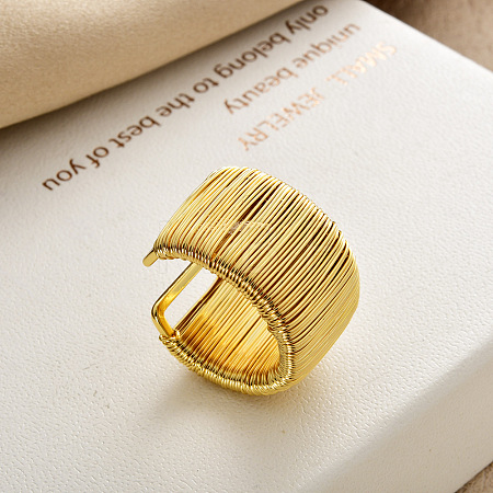 Multi Line Brass Cuff Open Rings FS-WGE7793-01-1