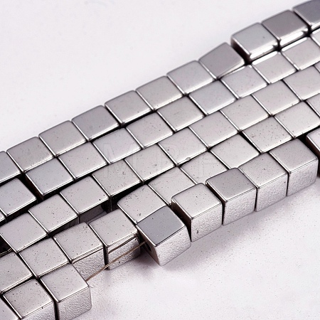 Electroplate Non-magnetic Synthetic Hematite Beads Strands G-J170A-4x4mm-01-1