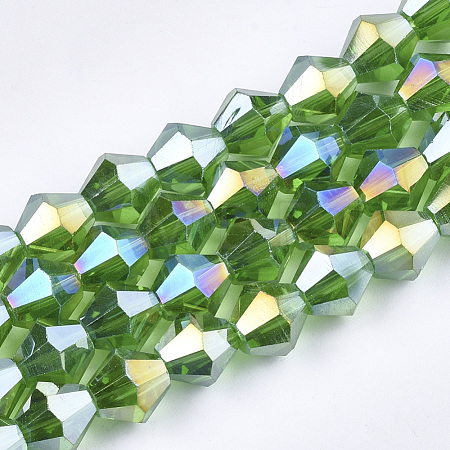 Electroplate Glass Beads Strands EGLA-Q118-6mm-B16-1