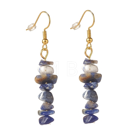 Natural Sodalite Chip Beaded Dangle Earrings EJEW-JE04788-13-1