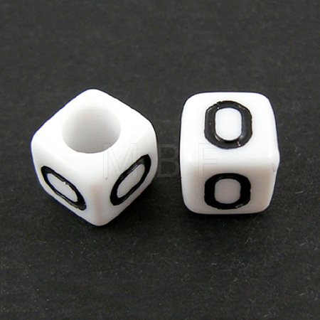 Letter Acrylic European Large Hole Beads X-OPDL-R050-10mm-O-1