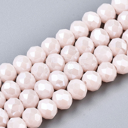 Electroplate Glass Beads Strands EGLA-A034-P4mm-A08-1