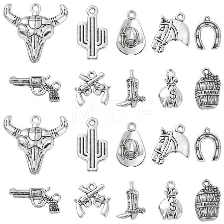 100 pcs 10 Style Tibetan Style Alloy Pendants TIBEP-CJ0001-32-1