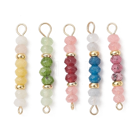 Dyed Natural Malaysia Jade Faceted Rondelle Beaded Connector Links PALLOY-JF05060-1