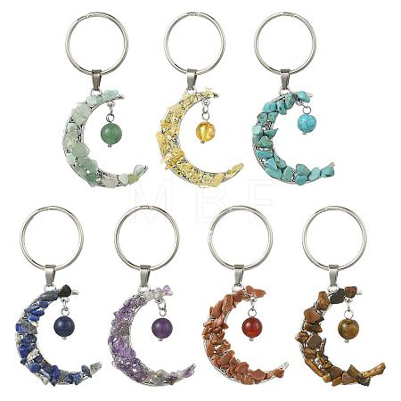 7Pcs Natural & Synthetic Mixed Stone Keychains KEYC-FS00049-1