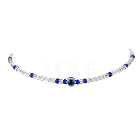 Resin Evil Eye & Acrylic Beaded Necklace for Women NJEW-JN04638-1