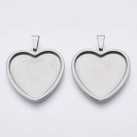 Non-Tarnish 201 Stainless Steel Pendant Cabochon Settings STAS-R101-02-1