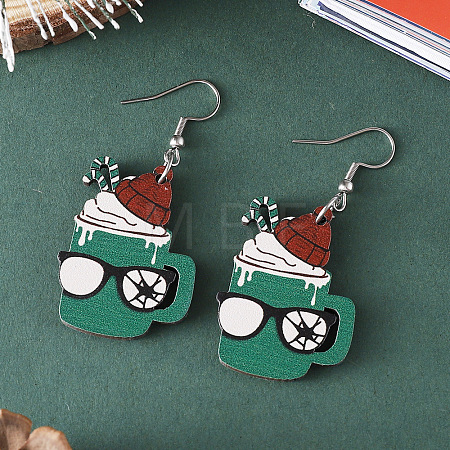 Wood Dangle Earrings FS-WG0F4E6-02-1