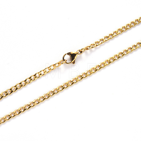 Men's PVD Vacuum Plating 304 Stainless Steel Cuban Link Chain Necklace NJEW-S420-002G-1