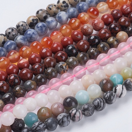 Natural Mixed Gemstone Beads Strands G-G151-8mm-M1-1