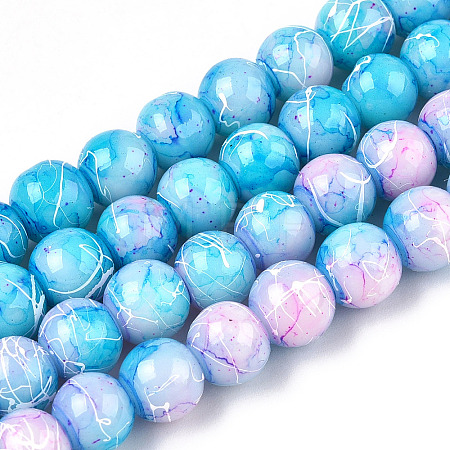 Drawbench Glass Round Beads GLAD-WH0001-01-18-1