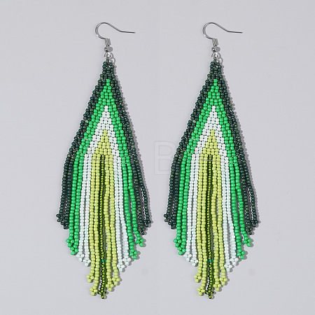 Handmade Glass Seed Beads Tassel Dangle Earrings EN2812-7-1
