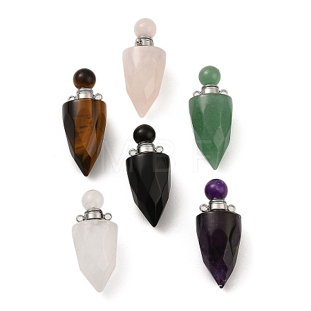 Natural Mixed Stone Openable Perfume Bottle Pointed Pendants G-F754-02P-1