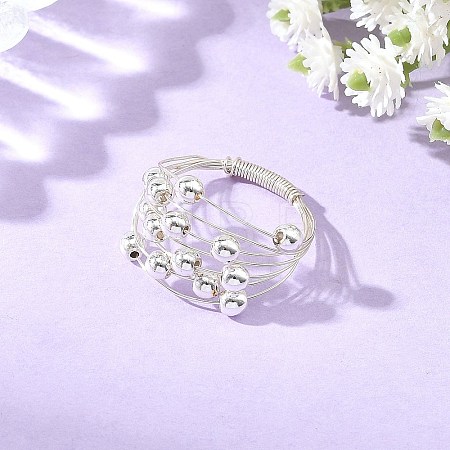 Round Copper Wire with Electroplate Non-magnetic Synthetic Hematite Finger Rings RJEW-JR01096-1
