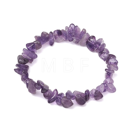 Natural Amethyst Chip Beaded Stretch Bracelets for Women Men BJEW-JB10652-04-1