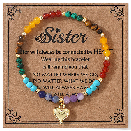 Natural Mixed Gemstone Round Beads Stretch Bracelets SF2277-1-1
