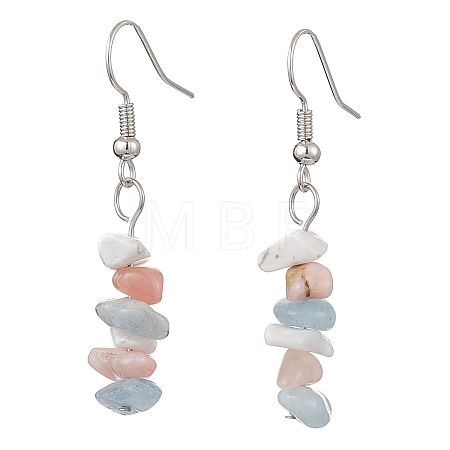 Natural Aquamarine & Pink Opal & Howlite Dangle Earrings EJEW-JE06127-03-1