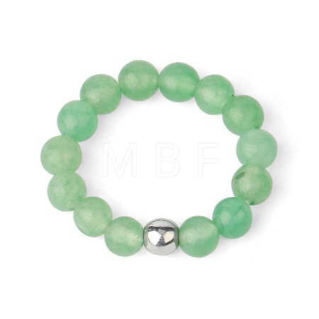 4MM Round Natural Dyed Green Aventurine Beaded Stretch Rings LS-VM0712-12-1