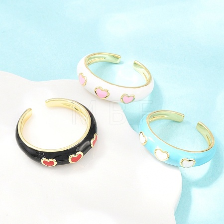Brass Enamel Cuff Open Rings RJEW-P190-01G-1
