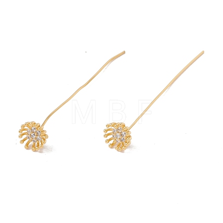 Brass Micro Pave Clear Cubic Zirconia Flower Head Pins FIND-B009-08G-1