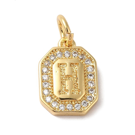 Real 18K Gold Plated Brass Micro Pave Clear Cubic Zirconia Pendants KK-L216-002G-H-1