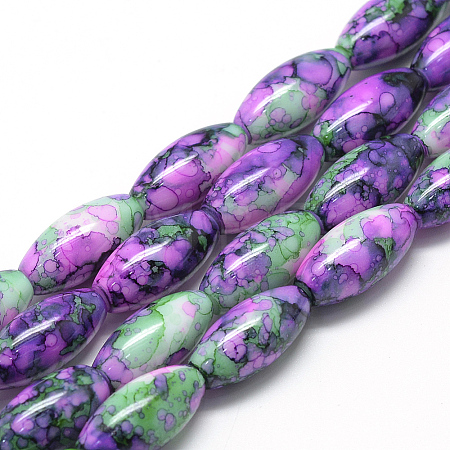 Baking Paint Glass Beads Strands DGLA-S115-22x10-S17-1
