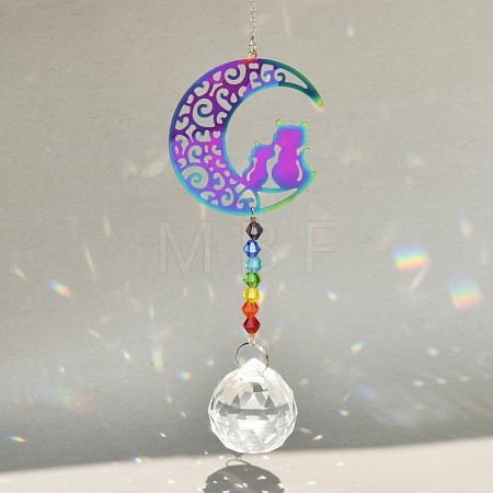 Glass Hanging Suncatcher Pendant Decoration DJEW-PW0008-01C-1