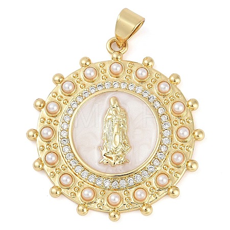 Rack Plating Brass Micro Pave Clear Cubic Zirconia Pendants KK-P287-36B-G-1