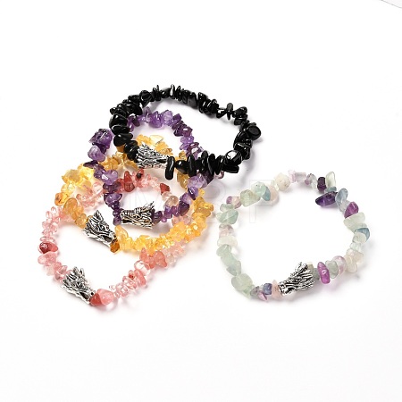 Natural & Synthetic Mixed Gemstone Stretch Bracelet for Men Women BJEW-JB06706-1