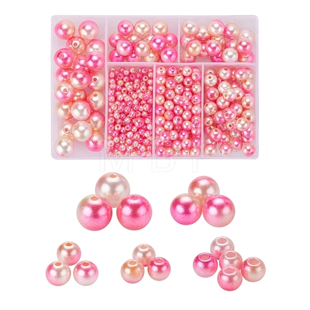 497Pcs 5 Style Rainbow ABS Plastic Imitation Pearl Beads OACR-YW0001-07D-1