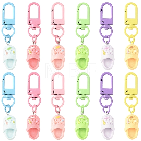 12Pcs 6 Colors Resin Shoes Pendant Decorations HJEW-YW00238-1