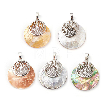 Natural Mixed Shell Pendants KK-F751-M-B-1