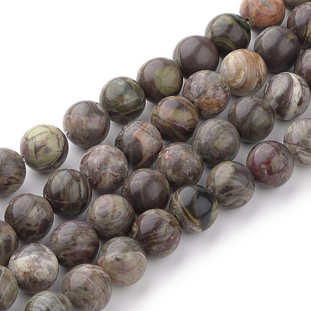 Natural Flower Agate Beads Strands G-Q462-6mm-34-1