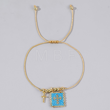 Bohemian Style Glass Seed Bead & 304 Stainless Steel Charm Bracelets BY1855-10-1