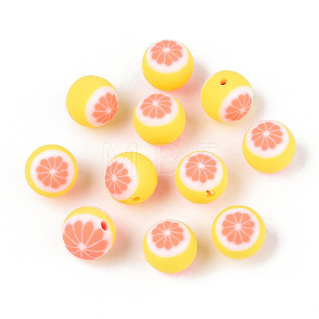 Fruits Theme Handmade Polymer Clay Beads CLAY-T022-04G-1