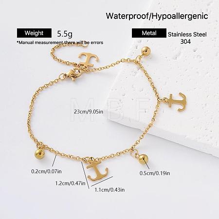 Vintage 304 Stainless Steel Charm Bracelets for Women FZ6029-4-1