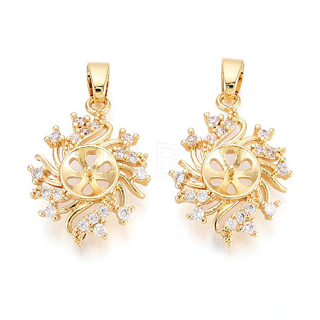 Brass Micro Pave Clear Cubic Zirconia European Dangle Charms Bails KK-N276-15G-1
