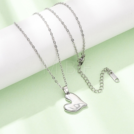 304 Stainless Steel Heart Pendant Cable Chain Necklaces for Men Women NJEW-K308-02C-P-1